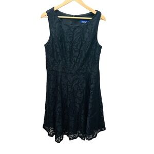 OBBUE Black Lace Fit Flare Sleeveless Midi Dress 2XL